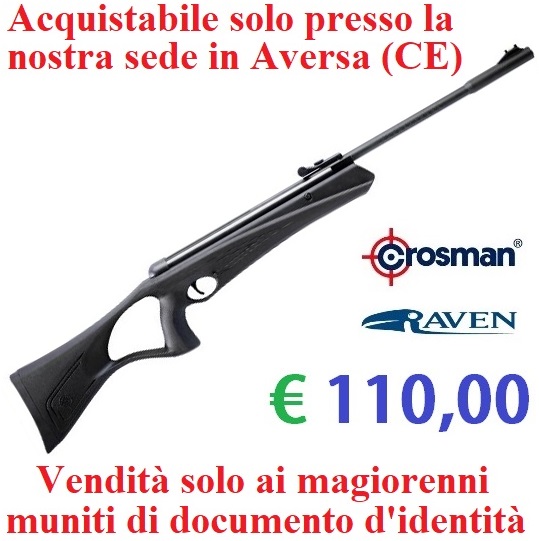Carabina ad aria compressa crosman raven - potenza inferiore ai 7,5 joule - marca crosman -versione depotenziata di libera vendita a maggiorenni .